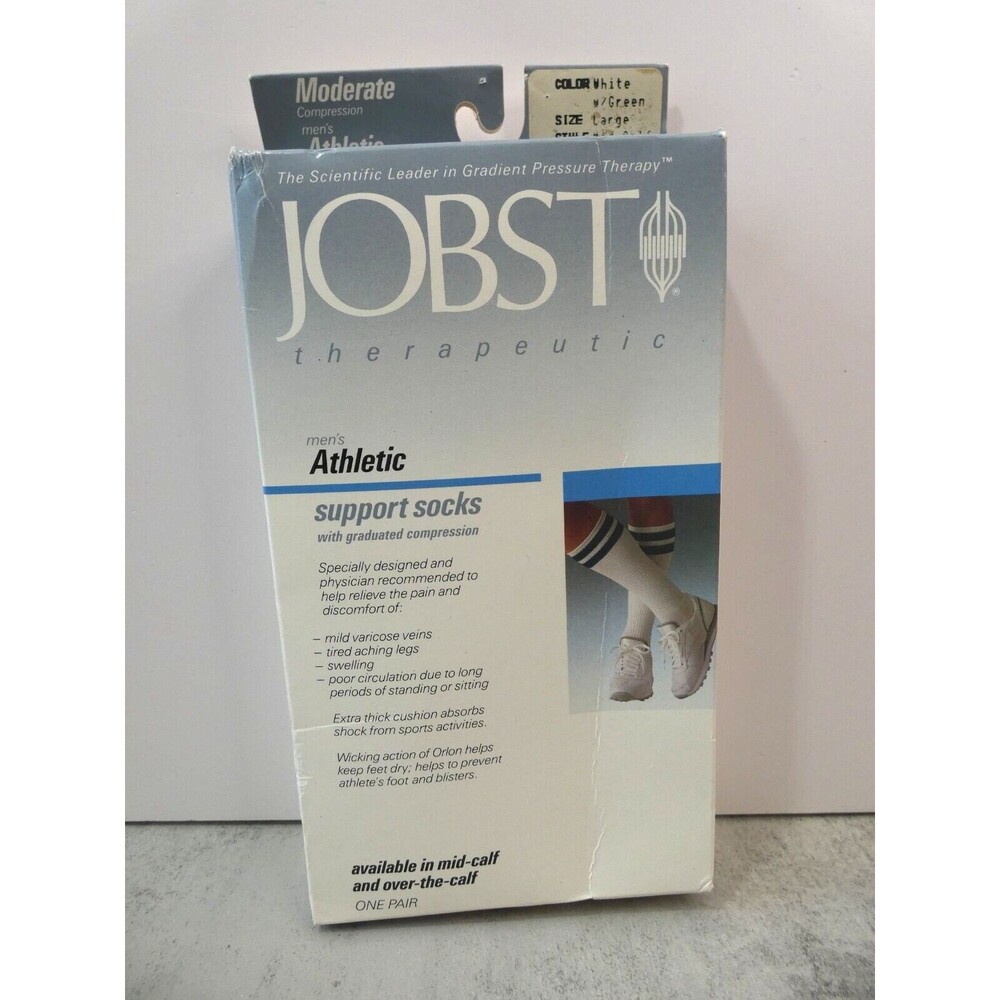 Jobst Therapeutic Men's Athletic Support Socks Moderate Compression L Calf White